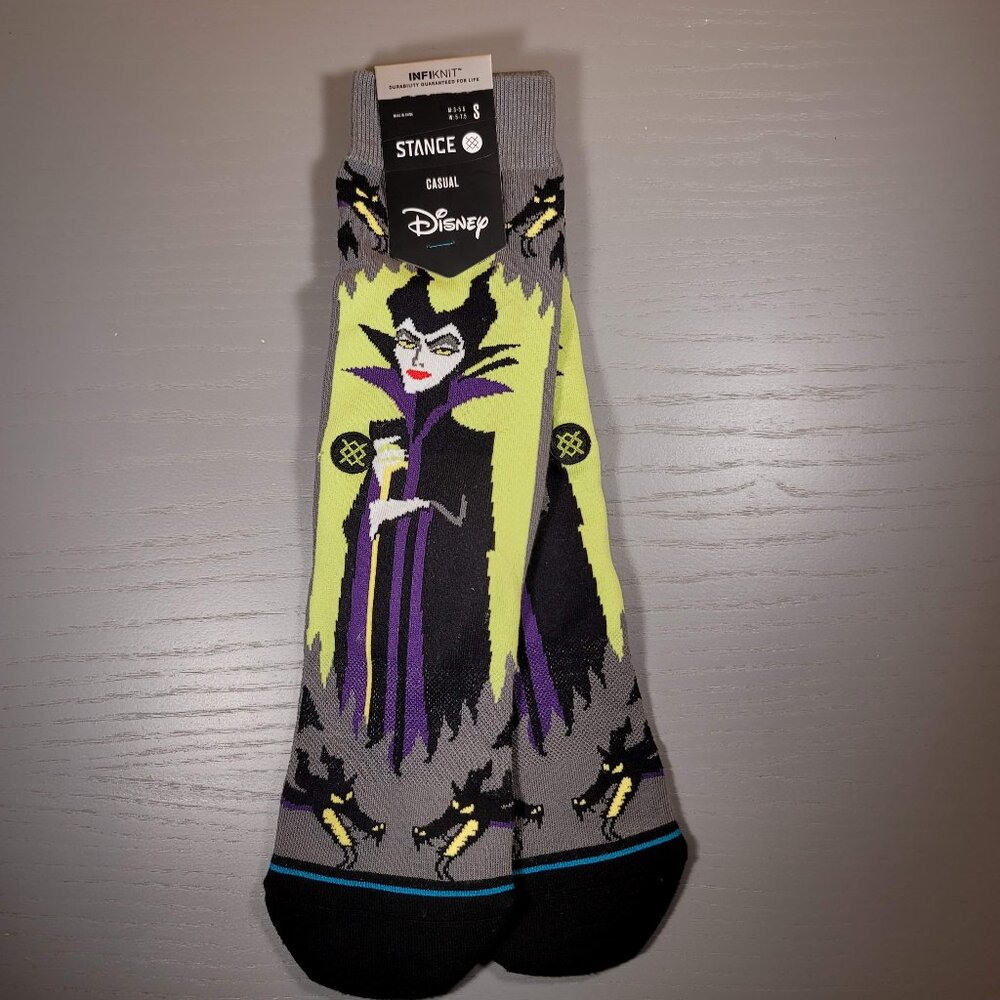 Stance Disney Villains Maleficent Casual Crew Socks Unisex Size Small Grey